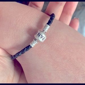 Pandora leather bracelet -925 Sterling silver